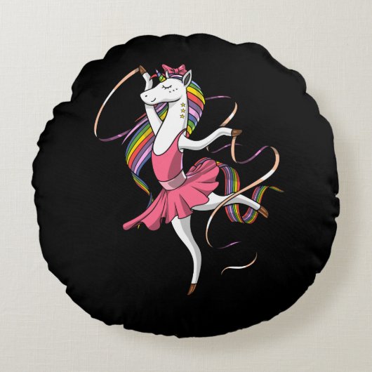 Unicorn Ballerina Rond Kussen (Voorkant)