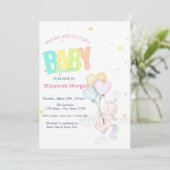Unicorn, ballonnen, Baby shower van sterren Kaart (Staand voorkant)