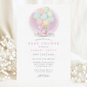 Unicorn Balloons Roze Waterverf Baby shower Kaart