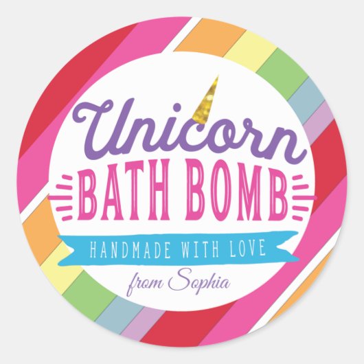Unicorn Bath Bomb Custom Labkers Ronde Sticker (Voorkant)
