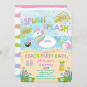 Unicorn Beach Party Invitation Unicorn Pool Float Kaart