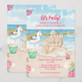 Unicorn Beach Summer Birthday Download Kaart (Voorkant / Achterkant)