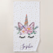 Unicorn Beach Towel | Unicorn Face Strandlaken (Voorkant)