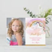 Unicorn bedankt je kaart met foto's, elegante past (Staand voorkant)
