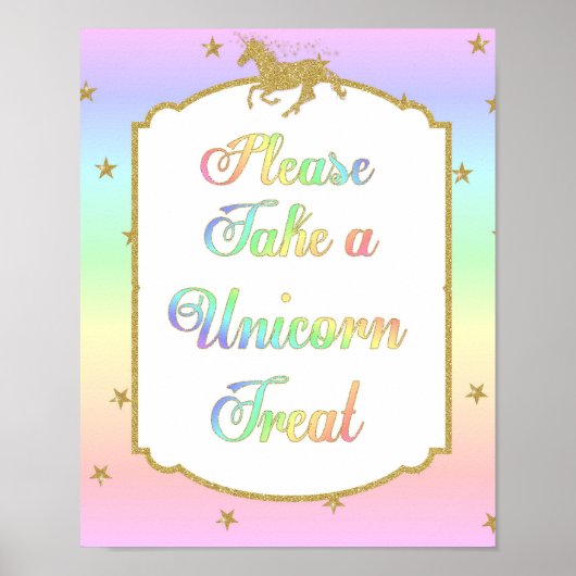 Unicorn behandelt de Rainbow van het Tabelscherm v Poster (Voorkant)