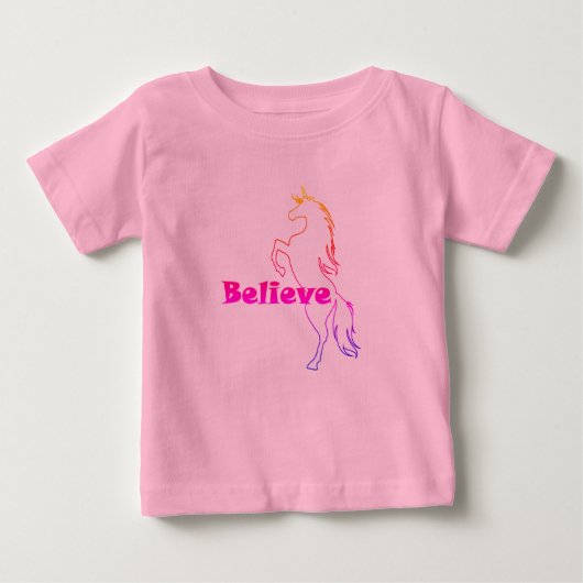 Unicorn Believe Design - Baby Fine Jersey T-Shirt (Voorkant)