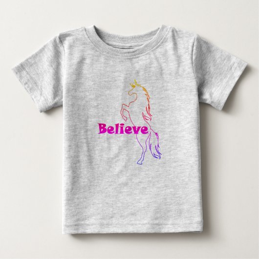 Unicorn Believe Design - Baby Fine Jersey T-Shirt (Voorkant)