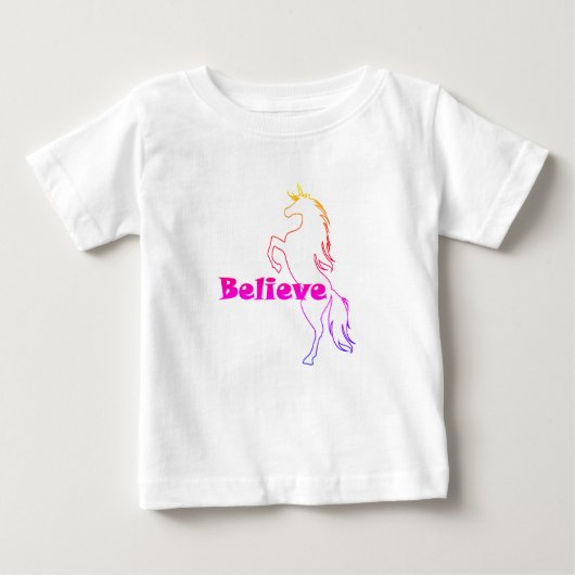 Unicorn Believe Design - Baby Fine Jersey T-Shirt (Voorkant)