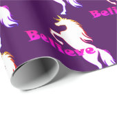 Unicorn Believe design - Glanzend omslagpapier, 30 Cadeaupapier (Rol Hoek)