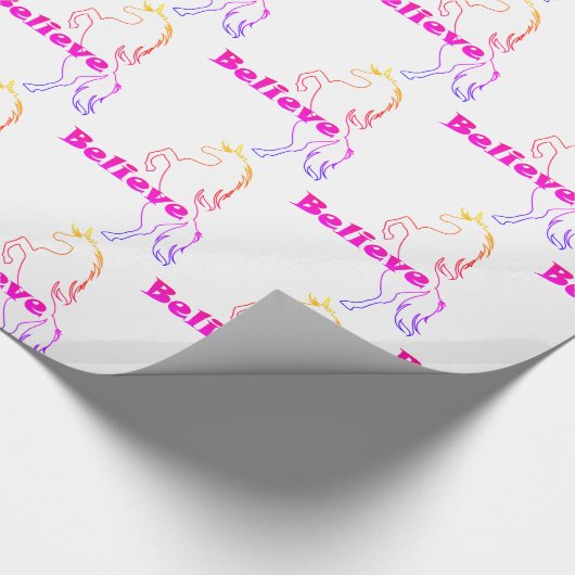 Unicorn Believe design - Glanzend omslagpapier, 30 Cadeaupapier (Hoek)