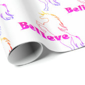 Unicorn Believe design - Glanzend omslagpapier, 30 Cadeaupapier (Rol Hoek)