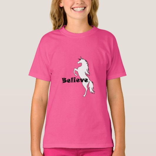 Unicorn Believe Design - Meisjes' Basic T-Shirt (Voorkant)