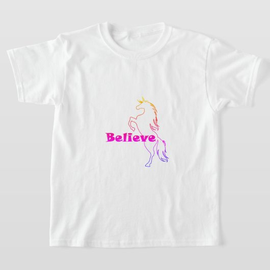 Unicorn Believe Design - Meisjes' Basic T-Shirt (Laagn)