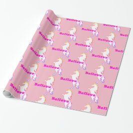 Unicorn Believe Designg - Glanzend Verpakkingspapi Cadeaupapier