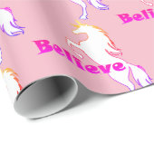 Unicorn Believe Designg - Glanzend Verpakkingspapi Cadeaupapier (Rol Hoek)