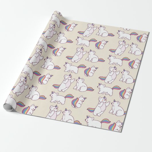 Unicorn Beren Verpakkingspapier Cadeaupapier (Uitgerold)