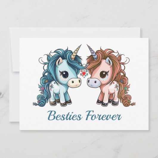 Unicorn Besties Forever Feestdagenkaart (Voorkant)