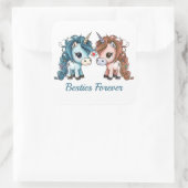 Unicorn Besties Forever Vierkante Sticker (Tas)