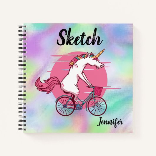 Unicorn Bicycle Monogram Sketchbook Notitieboek (Voorkant)