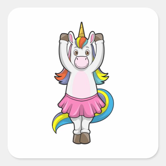 Unicorn bij Ballet Dance met Skirt Vierkante Sticker (Voorkant)
