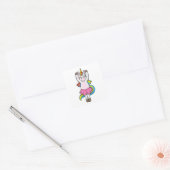 Unicorn bij Ballet Dance met Skirt Vierkante Sticker (Envelop)