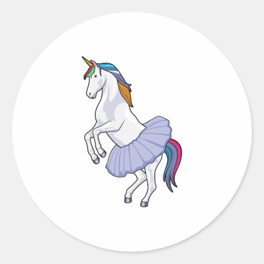 Unicorn bij Ballet met Skirt Ronde Sticker (Voorkant)