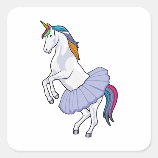 Unicorn bij Ballet met Skirt Vierkante Sticker (Voorkant)