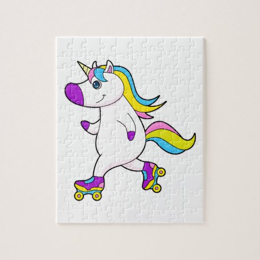Unicorn bij Gealigneerd schaatsen met schaatsen va Legpuzzel (Verticaal)