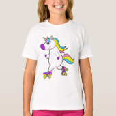 Unicorn bij Gealigneerd schaatsen met schaatsen va T-shirt (Voorkant)