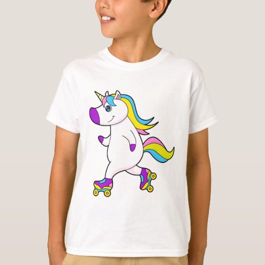 Unicorn bij Gealigneerd schaatsen met schaatsen va T-shirt (Voorkant)
