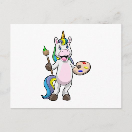 Unicorn bij het Schilderen met Borstel & Kleur Briefkaart (Voorkant)
