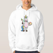 Unicorn bij het Schilderen met Borstel & Kleur Hoodie (Voorkant)