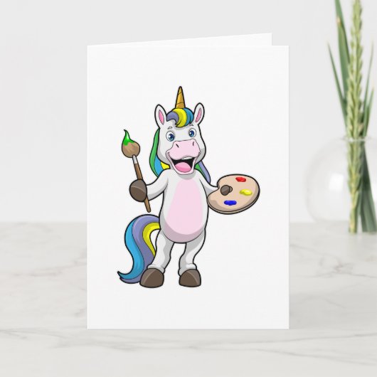 Unicorn bij het Schilderen met Borstel & Kleur Kaart (Voorkant)