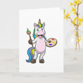 Unicorn bij het Schilderen met Borstel & Kleur Kaart (Gele Bloem)