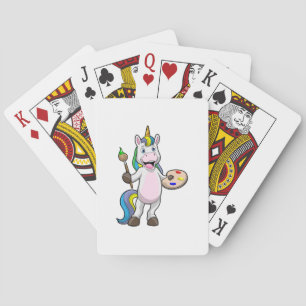 Unicorn bij het Schilderen met Borstel & Kleur Pokerkaarten