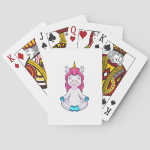 Unicorn bij Meditate in vergadering Pokerkaarten