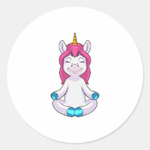 Unicorn bij Meditate in vergadering Ronde Sticker