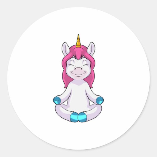 Unicorn bij Meditate in vergadering Ronde Sticker (Voorkant)