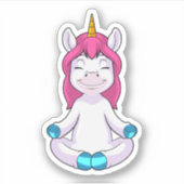 Unicorn bij Meditate in vergadering Sticker (Voorkant)