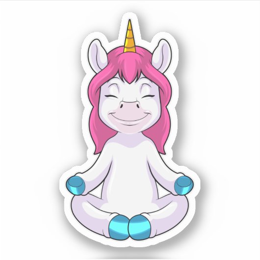 Unicorn bij Meditate in vergadering Sticker (Voorkant)