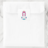 Unicorn bij Meditate in vergadering Vierkante Sticker (Tas)