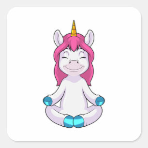 Unicorn bij Meditate in vergadering Vierkante Sticker