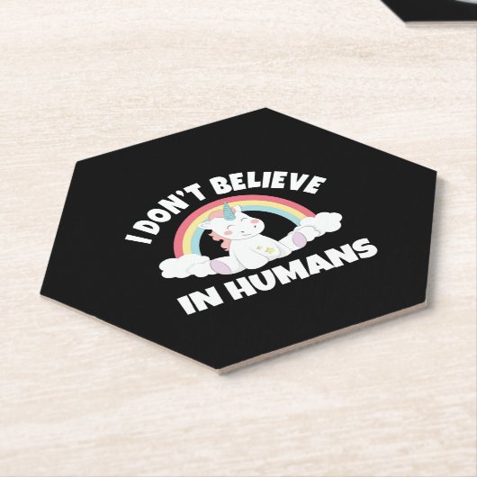Unicorn bij mensen kartonnen onderzetters (Schuin)