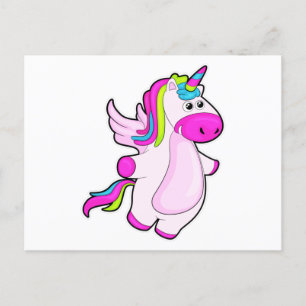 Unicorn bij vliegen briefkaart