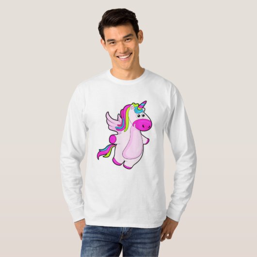 Unicorn bij vliegen t-shirt (Voorkant volledig)