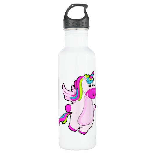 Unicorn bij vliegen waterfles  (Voorkant)