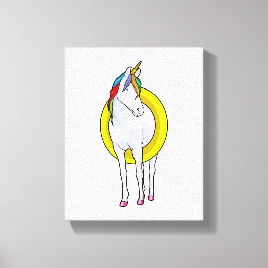 Unicorn bij zwemmen met Swim-ring Canvas Afdruk (Voorkant)