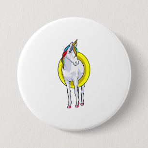 Unicorn bij zwemmen met Swim-ring Ronde Button 7,6 Cm