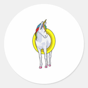 Unicorn bij zwemmen met Swim-ring Ronde Sticker