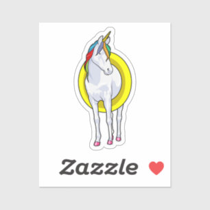 Unicorn bij zwemmen met Swim-ring Sticker